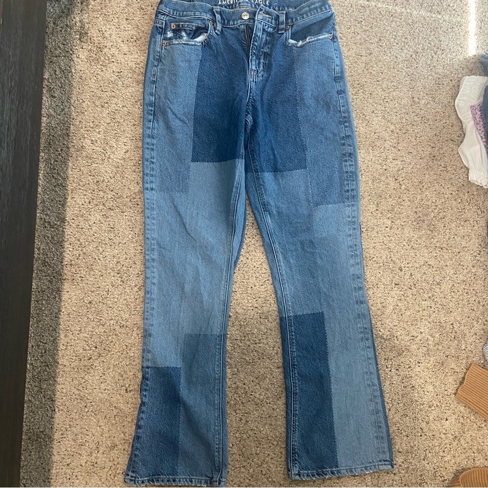 American Eagle Outfitters Classic Patchwork Blue Jeans